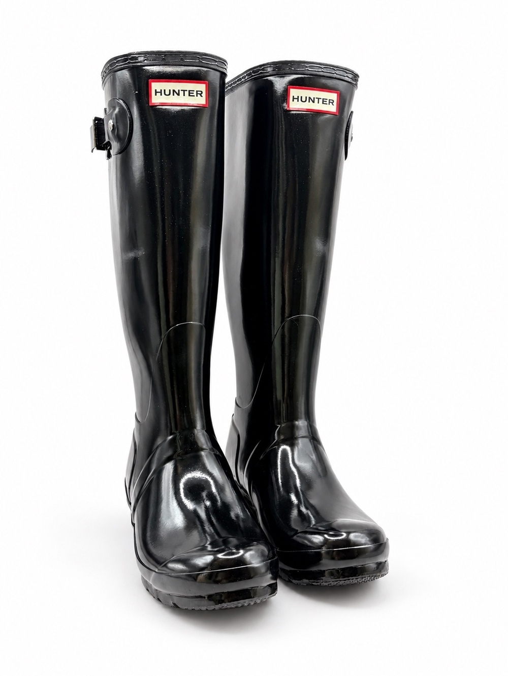 Hunter Original Tall Gloss Black Rain Boots Womens Size 7 WFT1000RGL New
